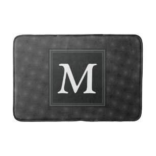 Monogram charcoal circles pattern bath mat