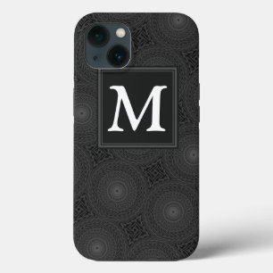 Monogram charcoal circles pattern Case-Mate iPhone 13 Case