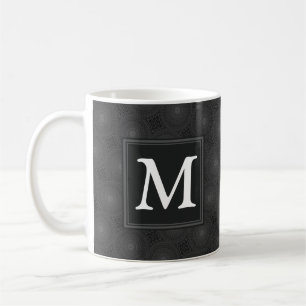 Monogram charcoal circles pattern coffee mug
