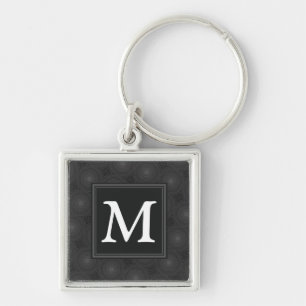 Monogram charcoal circles pattern key ring