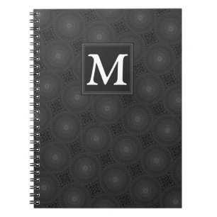 Monogram charcoal circles pattern notebook