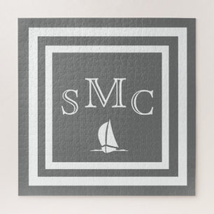 MONOGRAM Charcoal Grey Solid colour plain Jigsaw Puzzle