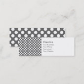 Monogram Charcoal Grey White Polka Dot Pattern Mini Business Card (Front/Back)