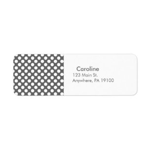 Monogram Charcoal Grey White Polka Dot Pattern Return Address Label