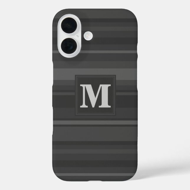Monogram charcoal stripes Case-Mate iPhone case (Back)