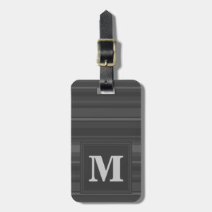 Monogram charcoal stripes luggage tag