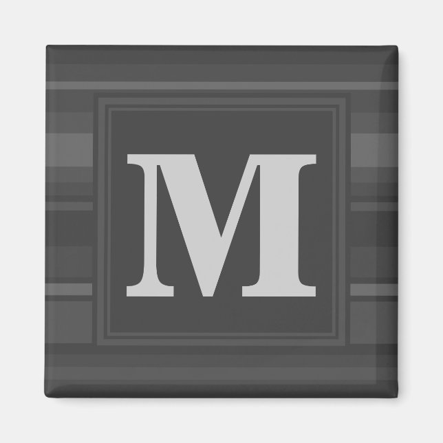Monogram charcoal stripes magnet (Front)