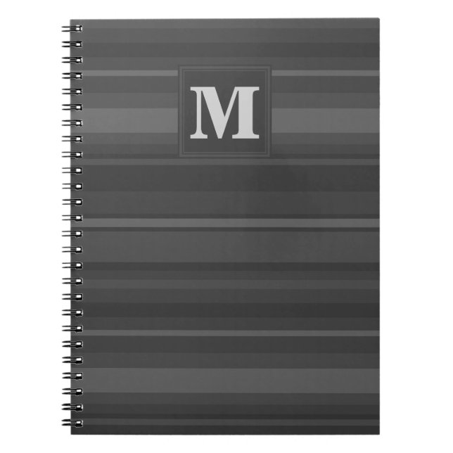 Monogram charcoal stripes notebook (Front)