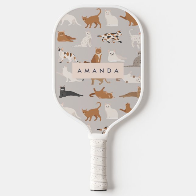 Monogram Charming Cat Pattern Cat Lovers Pickleball Paddle (Front)