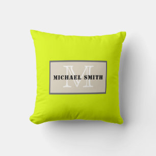 Monogram Chartreuse Solid Colour Background #2 Cushion