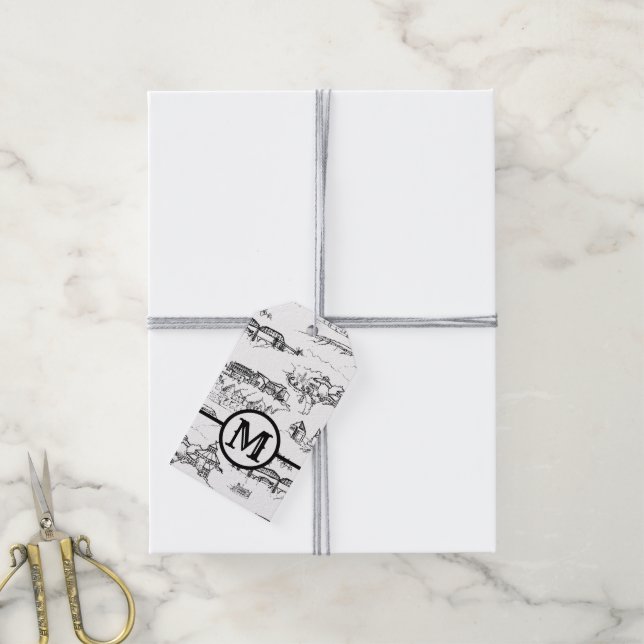 Monogram Chattanooga Toile Gift Tags (With Twine)