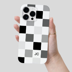 Monogram Chequered Black and Grey Modern Pattern Case-Mate iPhone 14 Pro Max Case