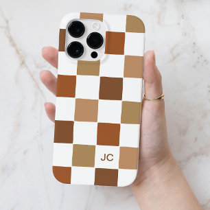 Monogram Chequered Brown Modern Simple Pattern Case-Mate iPhone 14 Pro Max Case