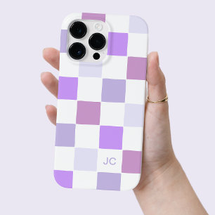 Monogram Chequered Purple Lavender Modern Pattern Case-Mate iPhone 14 Pro Max Case