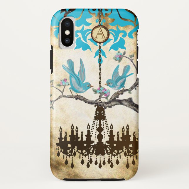 Monogram Cherry Blossom  Bird Chandelier Case-Mate iPhone Case (Back)