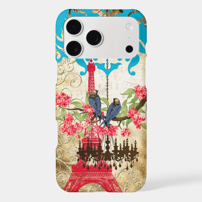 Monogram Cherry Blossom  Bird Chandelier iPhone (Back)