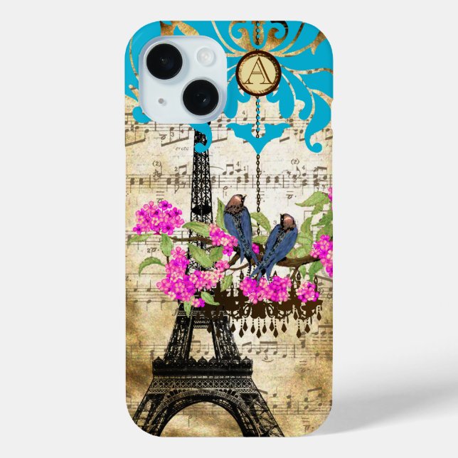 Monogram Cherry Blossom  Bird Chandelier iPhone Case-Mate iPhone Case (Back)