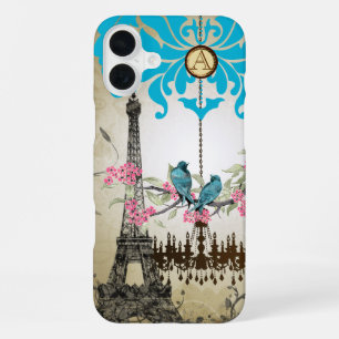 Monogram Cherry Blossom Bird Effiel Tower Paris iPhone Case