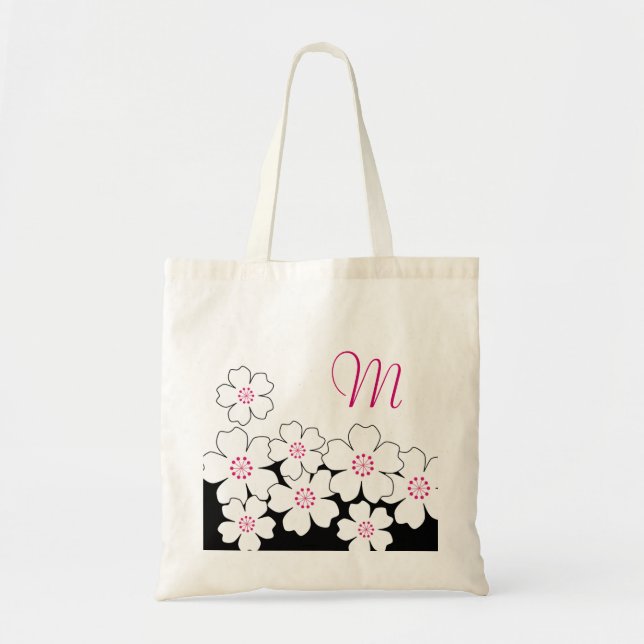 Monogram Cherry Blossom Bridesmaid Totes (Front)