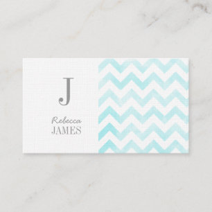 Monogram chevron business cards blue