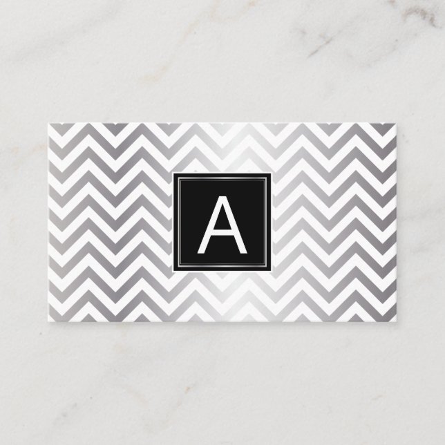 Monogram | Chevron Glitter | Event Planner Business Card (Front)