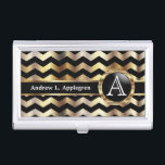 Monogram - Chevron Gold and Black Business Card Holder<br><div class="desc">Stylish Business Card Holder ready for you to personalise. ⭐This Product is 100% Customisable. Graphics and/or text can be added, deleted, moved, resized, changed around, rotated, etc... ✔(just by clicking on the "EDIT DESIGN" area) ⭐99% of my designs in my store are done in layers. This makes it easy for...</div>