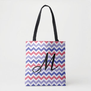 Monogram Chevron Pattern Tote Bag