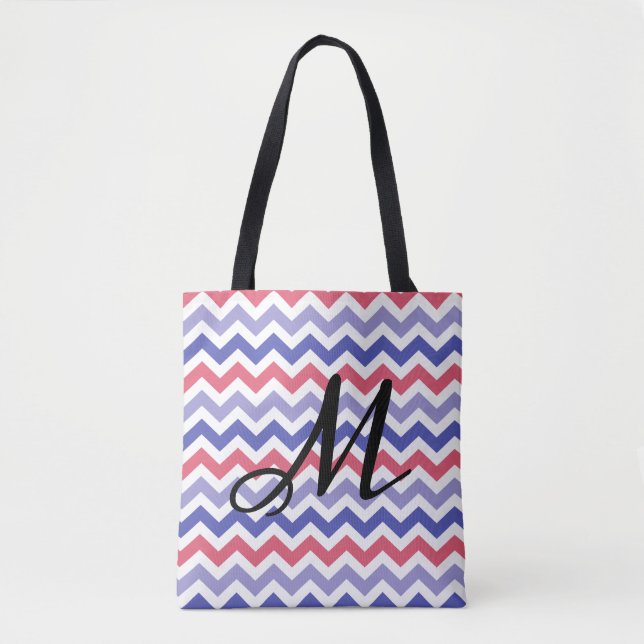 Monogram Chevron Pattern Tote Bag (Front)