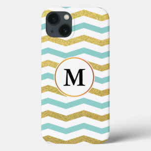 monogram & chevron patterned iPhone 13 case
