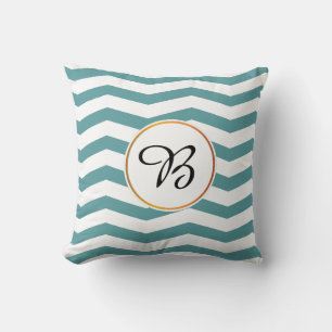 monogram & chevron patterned cushion