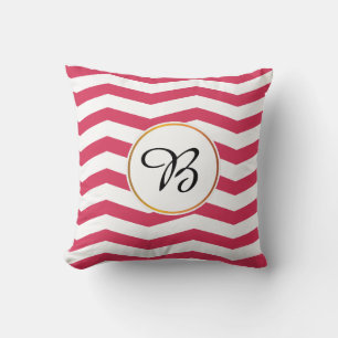 monogram & chevron patterned cushion