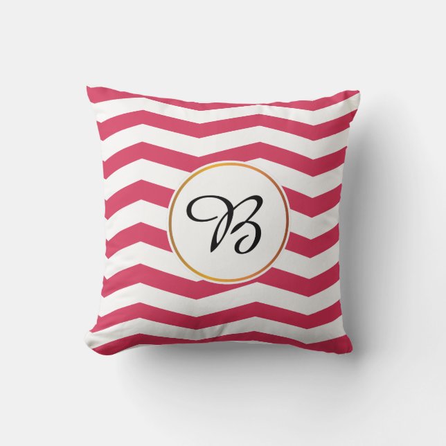 monogram & chevron patterned cushion (Front)