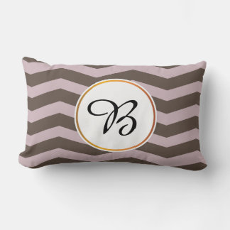 monogram & chevron patterned lumbar cushion