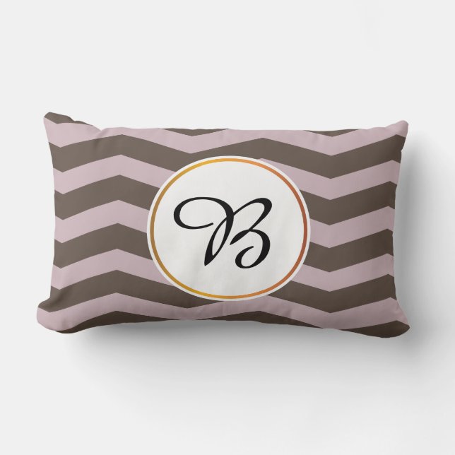 monogram & chevron patterned lumbar cushion (Front)