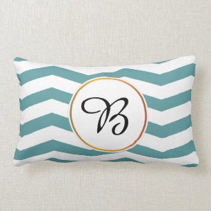 monogram & chevron patterned lumbar cushion