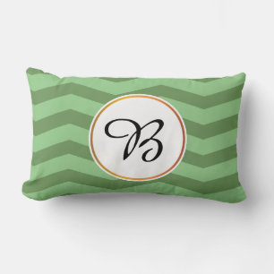 monogram & chevron patterned lumbar cushion