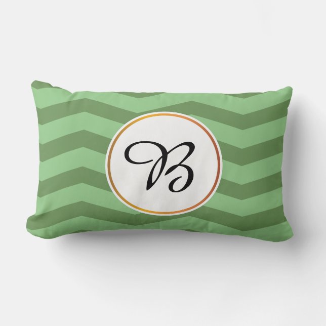 monogram & chevron patterned lumbar cushion (Front)