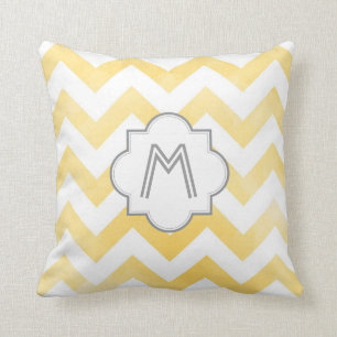 Monogram Chevron throw pillow - yellow