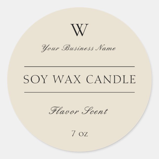 Monogram Chic Beige Candle Spa Product Label (Front)