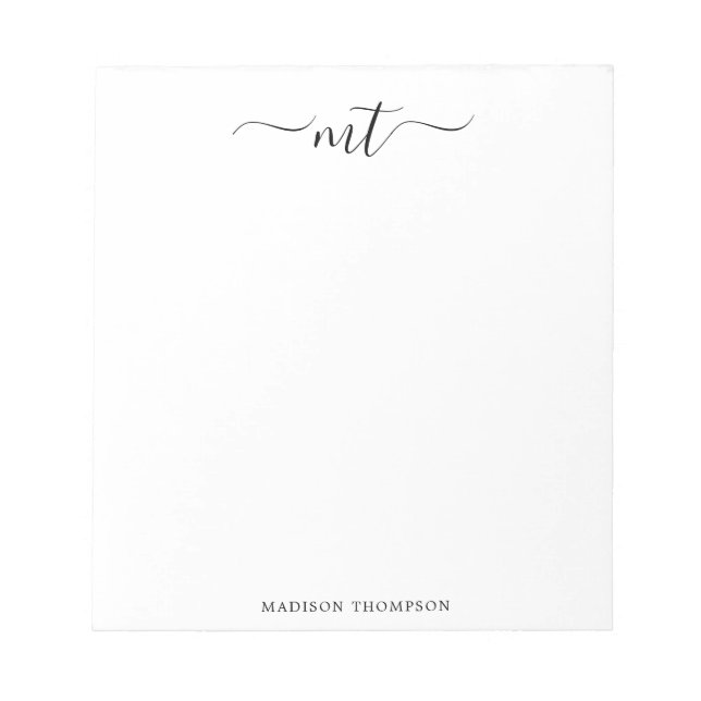Monogram Chic Black Stationery Notepad (Front)