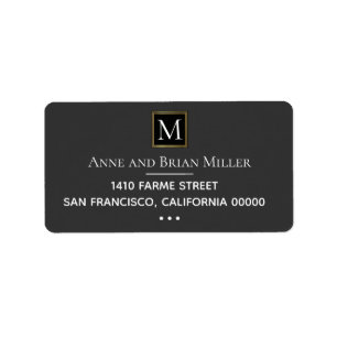 monogram chic bride & groom wedding dark grey label