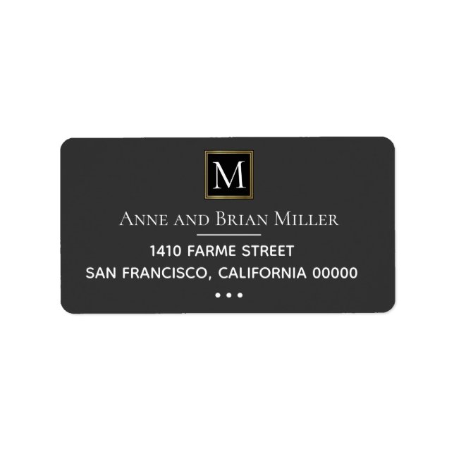 monogram chic bride & groom wedding dark grey label (Front)