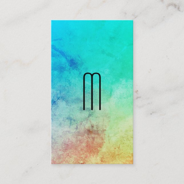 Monogram Chic Coloured Texture and Grey Business Card (Front)