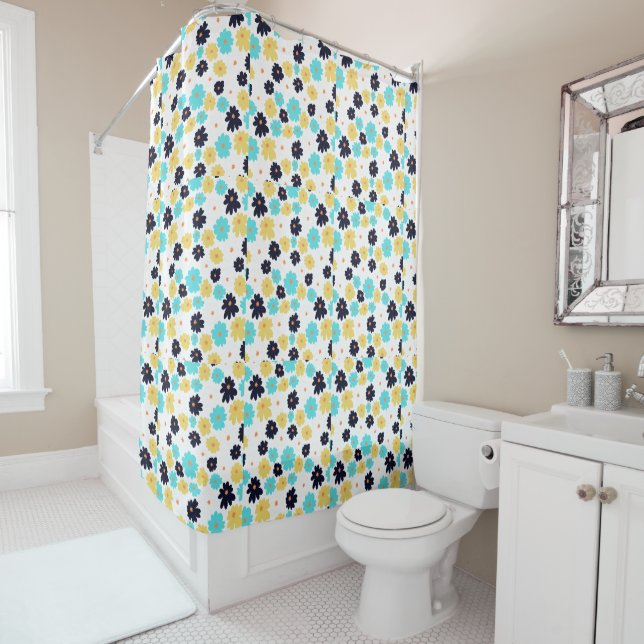  Monogram Chic Floral  Pattern  Shower Curtain (In Situ)
