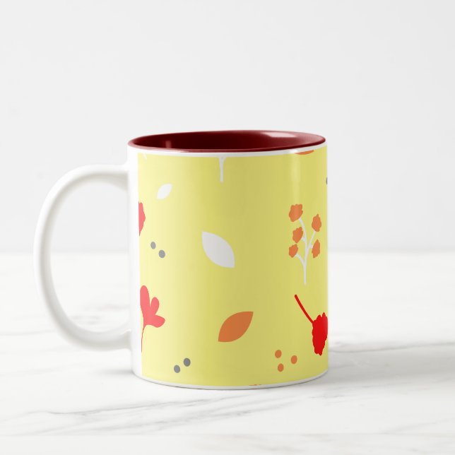 Monogram Chic Flower  Pink  Gift Two-Tone Coffee Mug (Left)