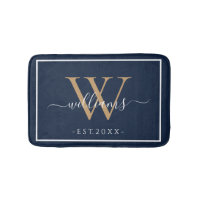 Monogram Chic Gold Script Names Wedding Date Navy