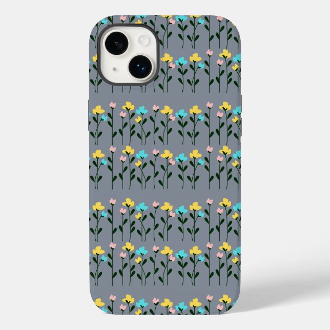  Monogram chic Grey  Floral Pattern  Case-Mate iPhone Case (Back)