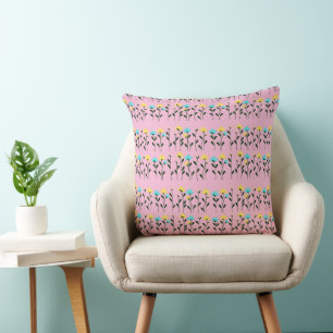 Monogram chic Grey Floral Pattern Cushion