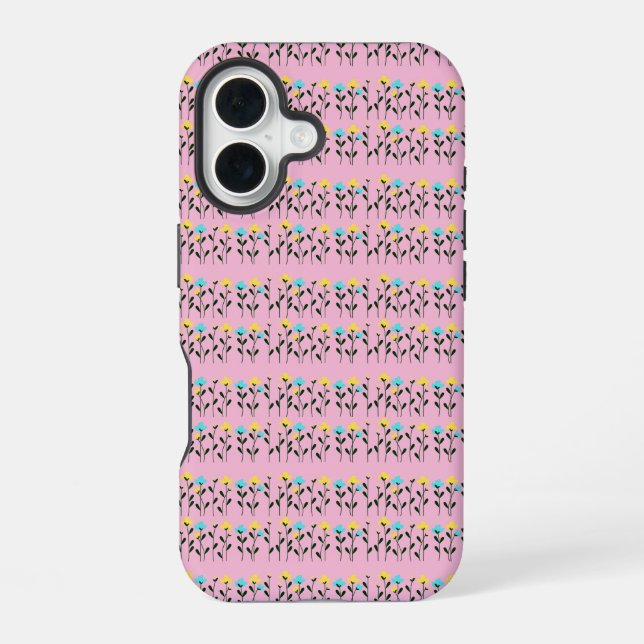  Monogram chic Grey  Floral Pattern  iPhone 16 Case (Back)