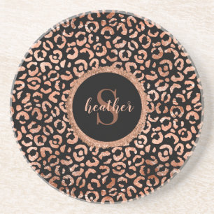 Monogram Chic Leopard Animal Print  Coaster